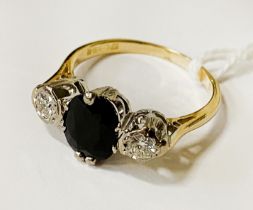 18CT GOLD SAPPHIRE & DIAMOND RING 4.2 GRAMS APPROX