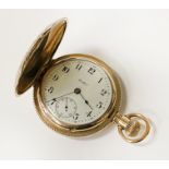 ROCKFORD FULL HUNTER GOLD PLATED POCKET WATCH IN EXCELLENT CONDITION - WINDING AT 5 O'CLOCK WITH