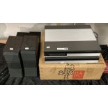 BANG & OLUFSEN CD PLAYER, CASSETTE PLAYER WITH FOUS SPEAKERS WITH BOX