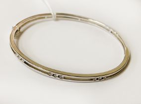 18CT WHITE GOLD & DIAMOND BANGLE 12.5 GRAMS APPROX