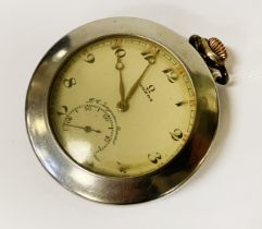 VINTAGE OMEGA SILVER & ROSE GOLD POCKET WATCH WITH ORIGINAL CASE