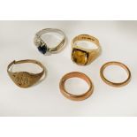 5 X 9 CARAT GOLD RINGS 16 GRAMS TO INCLUDE WEIGHT OF STONES