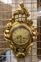 20THC SWISS GILT CARVED WOODEN WALL CLOCK - SLIGHT MARK