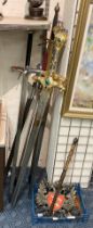 PAIR OF ''CONAN THE BARBARIAN'' SWORDS, FLAIL,BROAD SWORDS & RE-ENACTMENT SWORDS