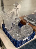 TRAY OF CUT CRYSTAL GLASSWARE