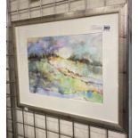 CHARLOTTE STEPHENSEN FRAMED WATERCOLOUR ''SAND QUARRY''