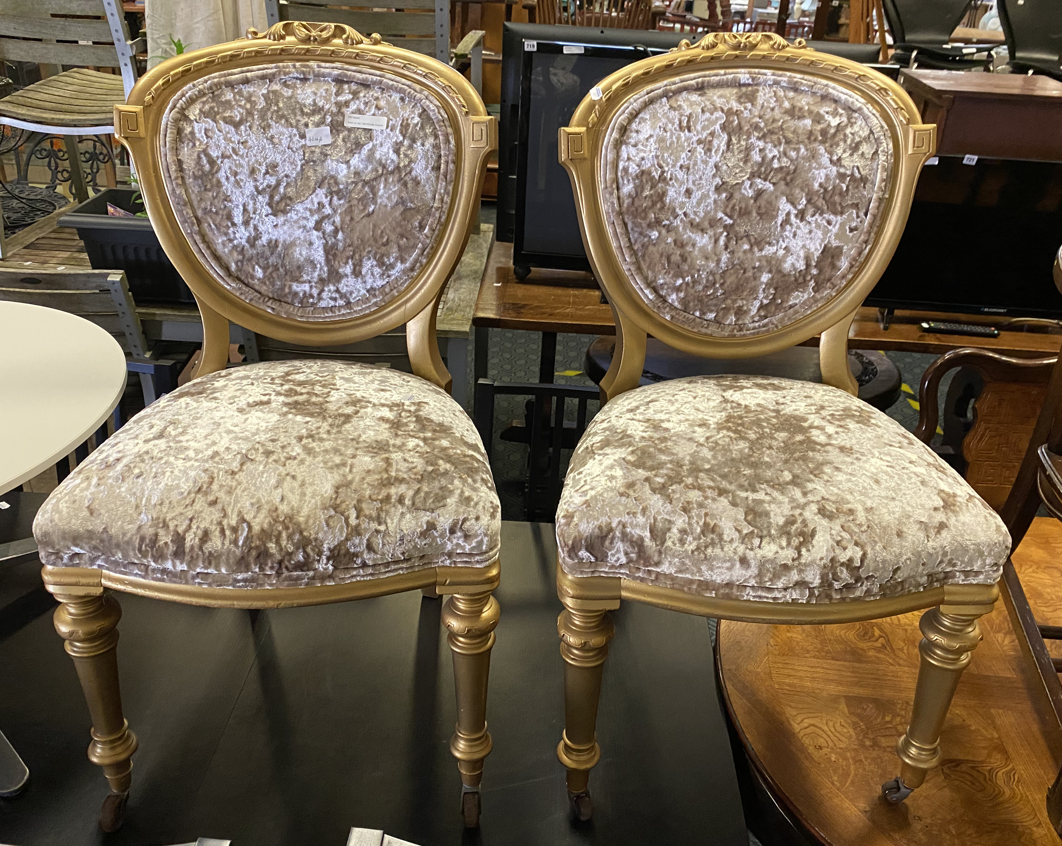 PAIR OF GILT BEDROOM CHAIRS