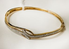 9CT GOLD DIAMOND BANGLE 8.6 GRAMS APPROX