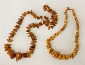 TWO AMBER NECKLACES