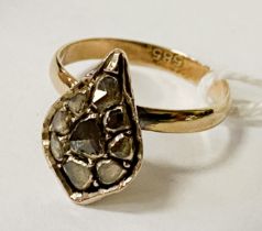 18CT GOLD ROSE CUT DIAMOND RING SIZE P