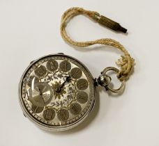 H/M SILVER CHAMPELEVE FUSEE POCKET WATCH - WORKING