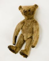 EARLY 20THC TEDDY BEAR ''BOOT'' BUTTON EYES, STICHED,MUZZLE PATCHES TO PAWS & FEET SWIVEL HEAD &