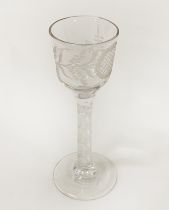 GEORGIAN TWIST STEM GLASS WITH THISTLE ETCHING