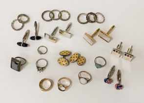 QTY OF RINGS SOME GOLD & SILVER & CUFFLINKS