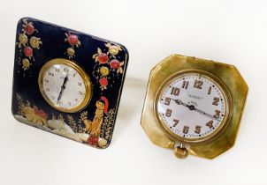 ORIENTAL CHINOISERIE 8 DAY TRAVEL CLOCK WITH A HAMILTON & INCHES TRAVEL CLOCK