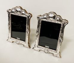 PAIR OF HM SILVER GOTHIC STYLE PHOTO FRAMES 21CMS (H) X 14CMS (W) APPROX OUTER FRAME