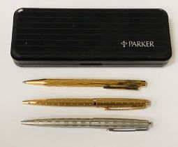 GOLD PLATED PARKER PEN WITH 2 OTHERS