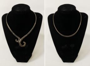 TWO SILVER COLLARETTE NECKLACES - 2 IMP OZS APPROX