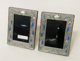 PAIR OF SILVER & ENAMEL ART NOUVEAU STYLE PHOTO FRAMES