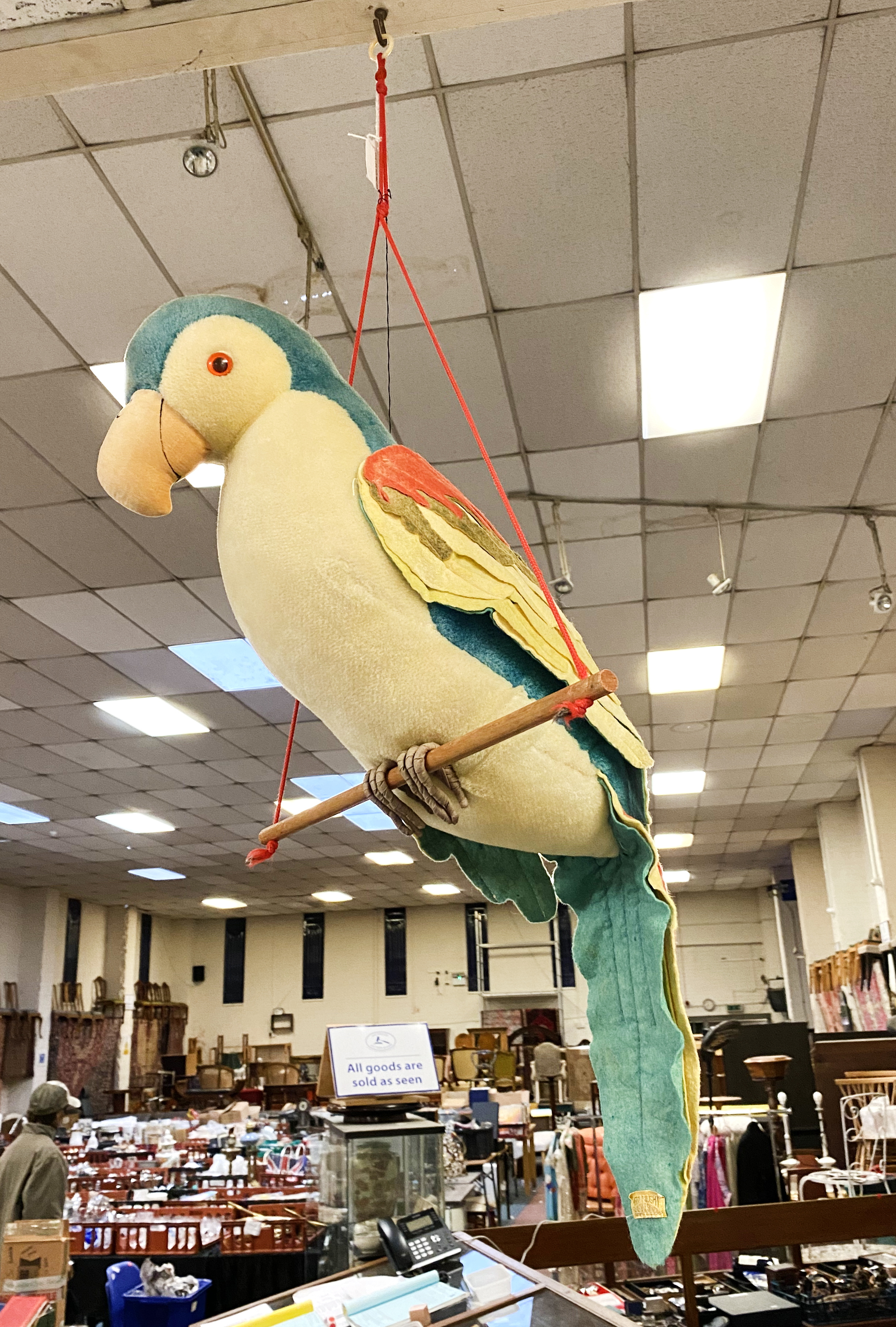 LARGE LIFE SIZE MID CENTURY STUFFED TOY PARROT BY MERRYTHOUGHT - Image 2 of 3