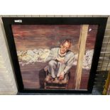 LARGE PRINT - COPY OF FREUD ''MAN WITH RED HAIR'' - 105 CMS SQUARE