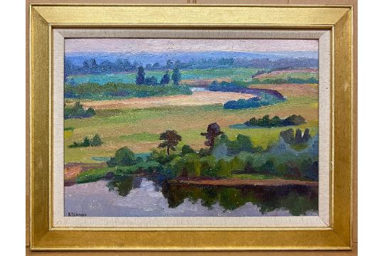 VIKTOR TEMPLIN (1920-1994) “RIVER LANDSCAPE” 1960-S OIL ON BOARD, 34CM X 48CM - Image 1 of 4