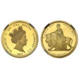 g Alderney, Elizabeth II (1952-2022), gold proof Sovereign, 2019, Una and the Lion issue with