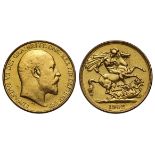 g Edward VII (1901-10), gold Two Pounds, 1902, currency issue, bare head right, De S. below