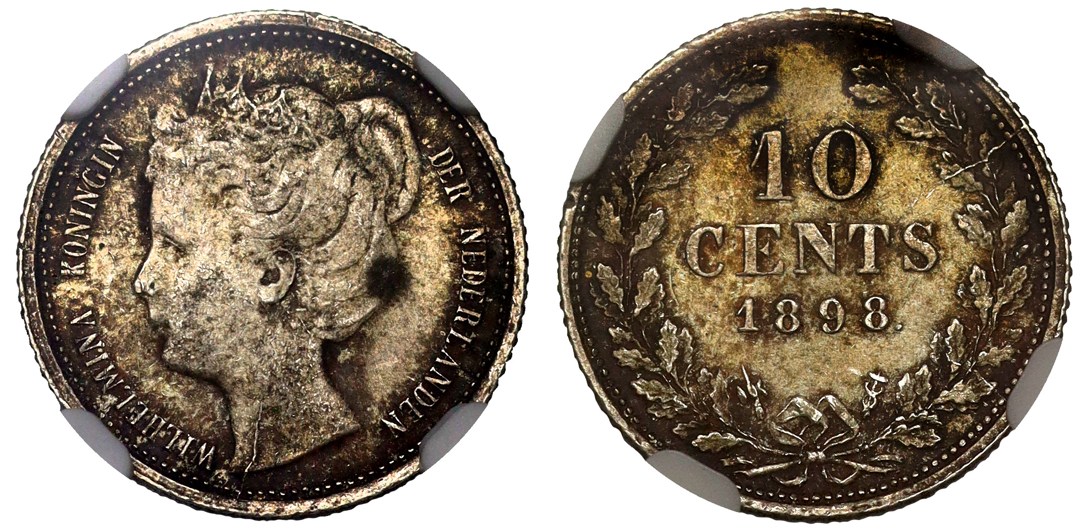 Netherlands, Wilhelmina (1890-1948), silver Ten Cents, 1898, Utrecht mint, crowned head left,