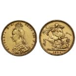 g Victoria (1837-1901), gold Sovereign, 1888, Jubilee head left, JEB on truncation for engraver