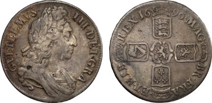 † William III (1694-1702), silver Crown, 1696, third laureate and draped bust right, legend and
