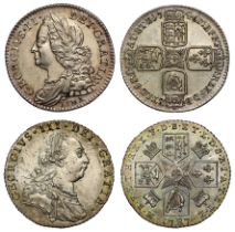 Milled British Sixpences (2); George II (1727-60), 1746, LIMA type, laureate bust left, LIMA