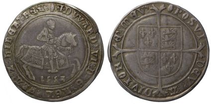 Edward VI (1547-53), Silver Crown, Fine Silver issue, 1553, the 3 in date struck over 2, armoured