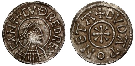 Kings of Kent, Cuthred (798-807), silver portrait Penny, Canterbury Mint, Moneyer Duda, cross-and-