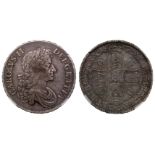 Charles II (1660-85), silver Crown, 1672, third laureate and draped bust right, Latin legend and