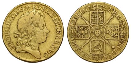 George I (1714-27), gold Guinea, 1722, fourth laureate head right, abbreviated Latin legend and