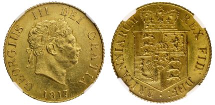 g George III (1760-1820), gold Half Sovereign, 1817, laureate head right, date below, Latin legend