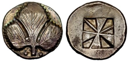 † Sicily, Selinos, silver Didrachm, c. 540-515 BC, selinon leaf, pellets flanking stem, rev.