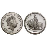 Elizabeth II (1952-2022), silver proof Two Ounces of Five Pounds, 2019, Una and the Lion, struck