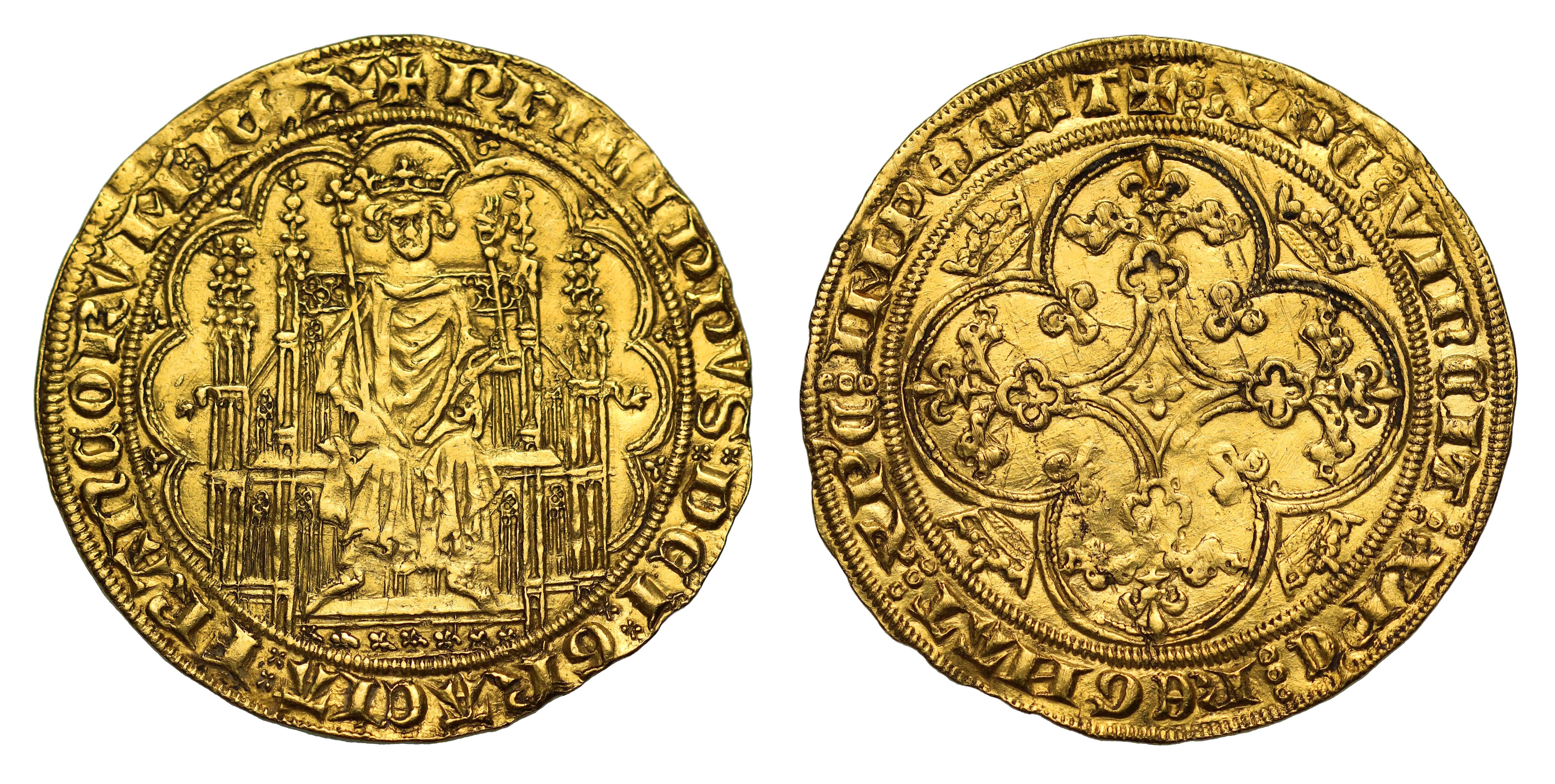 France, Philippe VI (1328-50), gold Ecu d'Or a la Chaise, issue of 17th July 1346, King seated on
