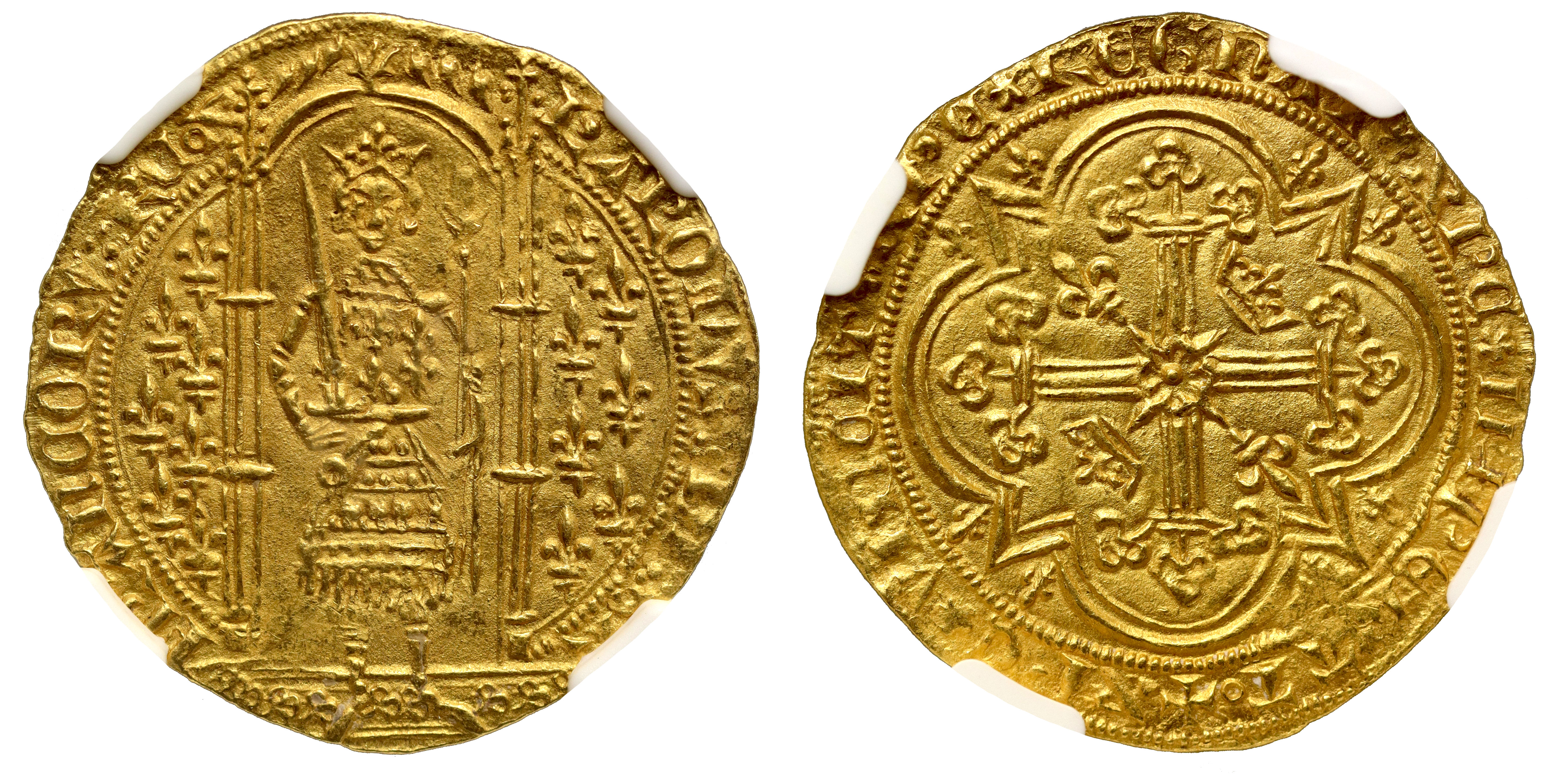 France, Charles V (1364-80), gold Franc … Pied, undated (authorized 20 April 1365), King standing