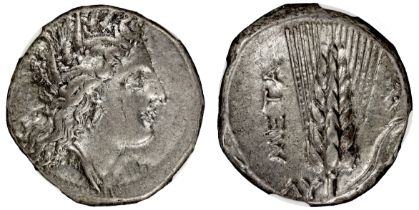 † Italy, Lucania, Metapontum, silver Stater, c. 330-280 BC, head of Demeter right, wearing barley