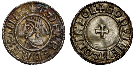 Aethelred II (978-1016), silver Penny, last small cross type (c.1009-17), Lincoln Mint, Moneyer