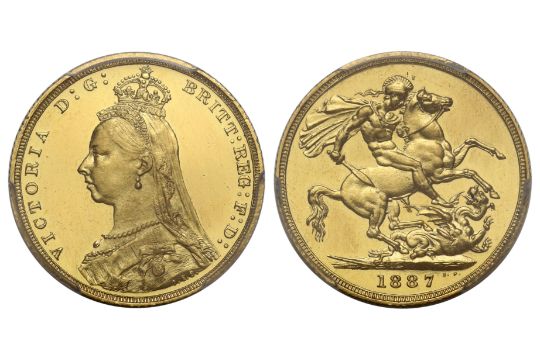 Victoria (1837-1901), gold proof Sovereign, 1887, London, Jubilee bust facing left, small crown