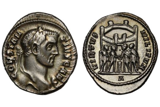 Constantius Chlorus as Caesar, silver Argenteus, Rome, c.AD 295-296, CONSTANTIVS CAES, laureate bust