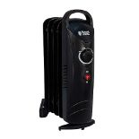 Russell Hobbs 650W Oil Filled Radiator, 5 Fin Portable Electric Heater - Black, Adjustable Thermost