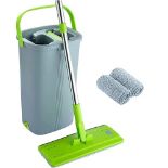 EasyGleam Mop and Bucket Set - Two-Chamber Cleaning Bucket for Wet and Dry Use - Reusable Microfibr