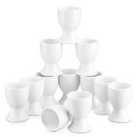 MALACASA, Series Regular, 12-Piece 2" Egg Cups Ivory White Porcelain China Ceramic Cream White Egg 