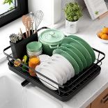 Kitsure Dish Drainer- Space-Saving Dish Drying Rack, Dish Racks for Kitchen Counter, Durable Stainl
