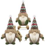 Gehydy Set of 3 Christmas Gonk Decorations Gift Handmade Sled Gnome Plush Stuffed Xmas Decor for Ho